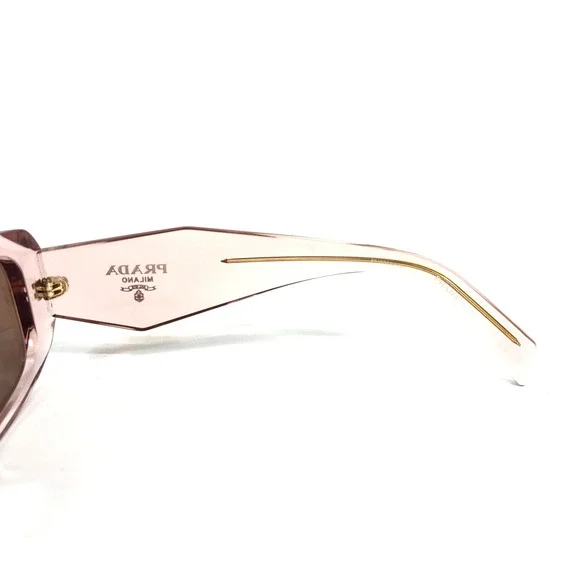 Prada Sunglasses SPR17W-F 19Q-10D Transparent Peach Asian Fit with Brown Lenses - Picture 9 of 13